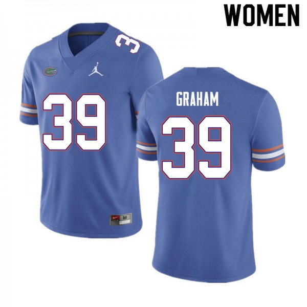 Women #39 Fenley Graham Florida Gators College Football Jersey Blue
